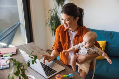 mother talks with doctor on laptop about a second opinion for a pediatric condition